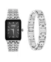 Jones New York Men's Analog Shiny Silver-tone Metal Watch 31mm Bracelet Gift Set In Black,silver