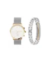 Jones New York Men's Analog Silver-tone Metal Alloy Bracelet Watch, 42mm And Bracelet Set In Silver