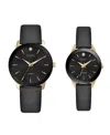 Jones New York Men And Women's Analog Black Polyurethane Leather Strap His Hers Watch 42mm, 34mm Gift Set In Black