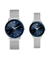 Jones New York Men And Women's Analog Shiny Silver Mesh Bracelets His Hers Watch 42mm, 34mm Gift Set In Shiny Silver