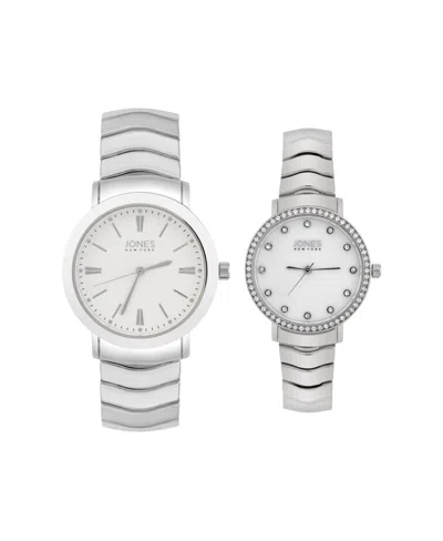 Jones New York Men And Women's Quartz Silver Alloy Watch 34mm And 30mm