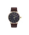 JONES NEW YORK MEN'S BROWN GENUINE LEATHER STRAP WATCH 44MM