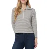 Jones New York Women's Metallic-stripe Quarter-zip Top In Jones Black/silver/white