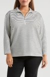 Jones New York Women's Metallic-stripe Quarter-zip Top In Jones Black/silver