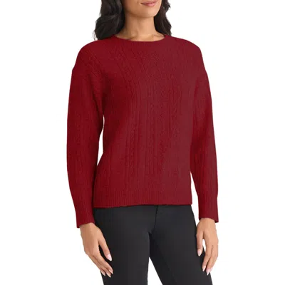 Jones New York Mixed Stitch Cotton Blend Sweater In Burgundy