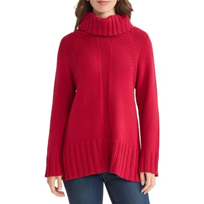 Jones New York Mixed Stitch Turtleneck Sweater In Red