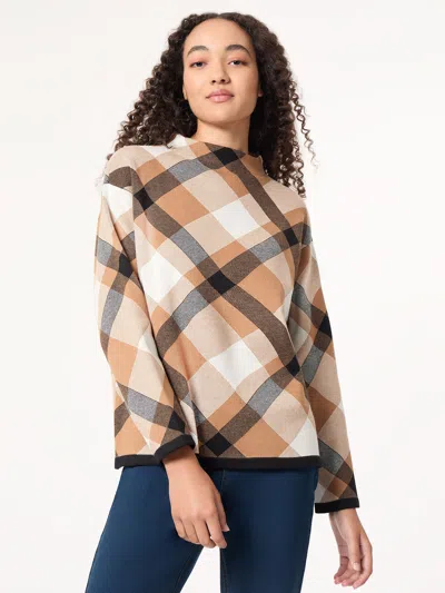 Jones New York Mock Neck Jacquard Sweater In Multi