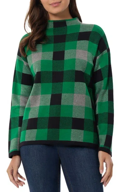 Jones New York Mock Neck Sweater In Deep Clover Multi