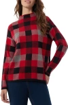 Jones New York Mock Neck Sweater In Deep Rouge Multi