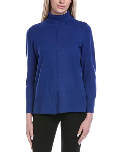 Jones New York Mock Neck Wool-blend Tunic Sweater In Blue