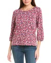 Jones New York Women's Printed Moss Crepe 3/4-sleeve Top In Pink