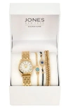 Jones New York Mother-of-pearl Dial Bracelet Watch & Stackable Bracelet Set, 26mm X 32mm In Gold