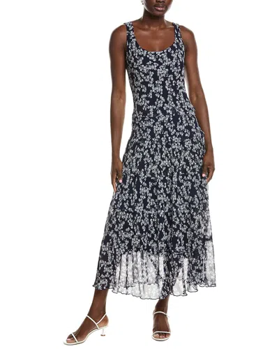 Jones New York Petite Multi-tier Yoryu Printed Scoop Neck Maxi Dress In Blue