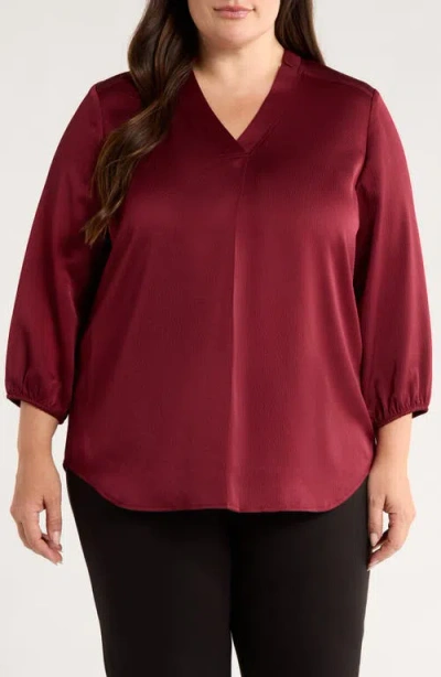 Jones New York Notch Neck V-neck Top In Gold