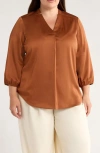 Jones New York Notch Neck V-neck Top In Multi