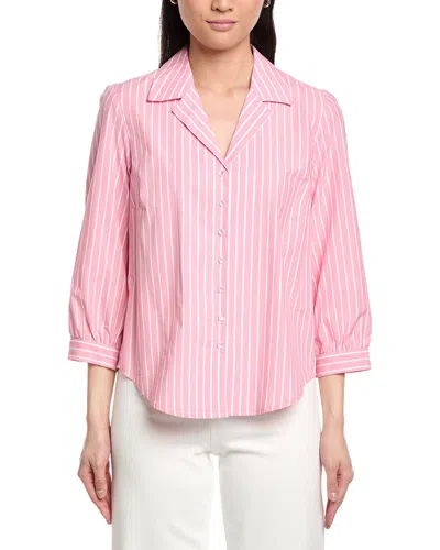 Jones New York Open Collar 3/4-sleeve Blouse In Pink