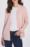 Jones New York Womens Sutton Ribbed Scoop Neck Tank Top Long Sleeve Side Vent Cardigan In Rose