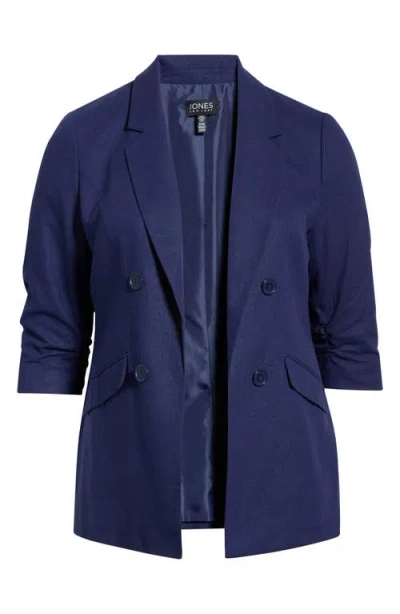 Jones New York Open Front Linen Blend Jacket In Multi