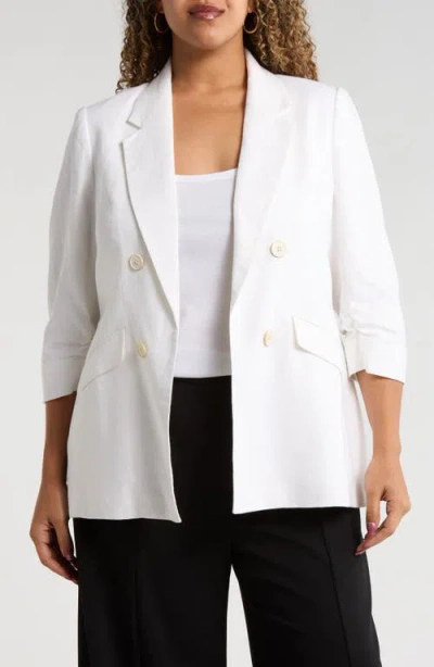 Jones New York Open Front Linen Blend Jacket In White