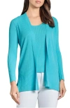 Jones New York Womens Ribbed Knit O Cardigan Sweater In Aqua Wave
