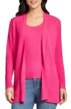 Jones New York Open Front Rib Cardigan In Azalea