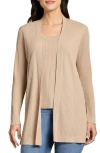Jones New York Open Front Rib Cardigan In Jones Khaki