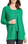 Jones New York Open Front Rib Cardigan In Kelly