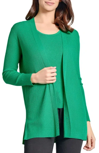 Jones New York Open Front Rib Cardigan In Kelly