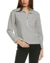 Jones New York Women's Metallic-stripe Quarter-zip Top In Black