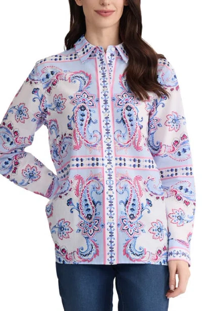 Jones New York Paisley Button-up Shirt In Blue