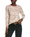 Jones New York Paisley High-low Wool-blend Sweater In Beige