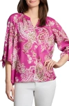 Jones New York Paisley Print Raglan Sleeve Top