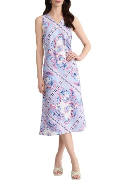 Jones New York Paisley Print Sleeveless Midi Dress In Purple
