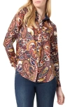 Jones New York Paisley Print Utility Button-up Shirt In Pacific Navy Multi
