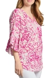Jones New York Petite Paisley-print V-neck Bell-sleeve Top