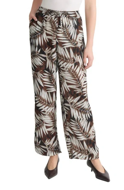 Jones New York Palm Print Wide Leg Drawstring Pants In Multi