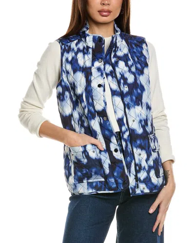 Jones New York Patch Pocket Quilted Vest In Sapphire Multi