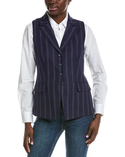 Jones New York Peak Lapel Linen-blend Vest In Blue