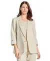Jones New York Roll Tab Sleeve Linen Blend Blazer In Natural Stone