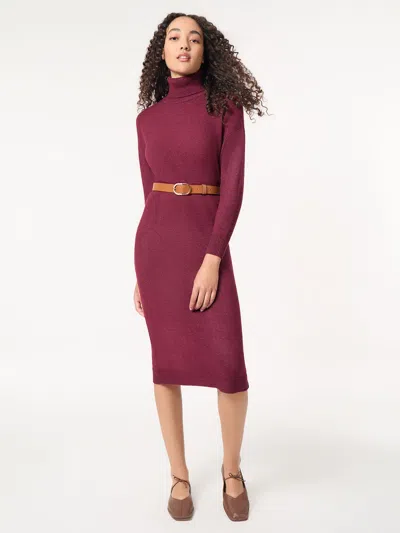 Jones New York Petite Belted Turtleneck Sweater Dress In Blue