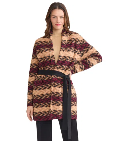 Jones New York Petite Chevron Belted Cardigan Sweater In Multi