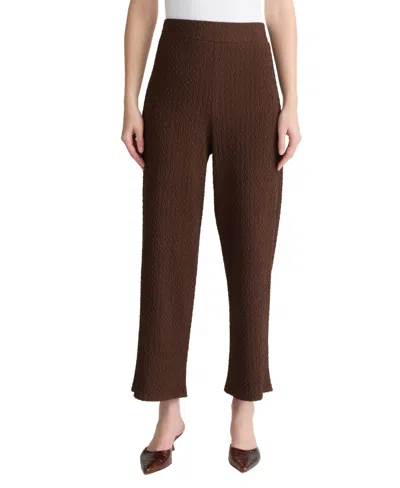 Jones New York Petite Cobblestone Texture Wide-leg Cropped Pants In Brown