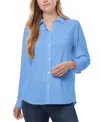 Jones New York Petite Collared Button-front Shirt In Blue Horizon