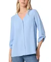 Jones New York Womens Pocket Chiffon Button-down Top In Bluebell