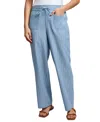 Jones New York Petite Cotton Patch-pocket Drawstring Pants In Blue