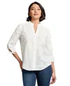 Jones New York Embroidered Eyelet Cotton Shirt In White