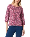 Jones New York Women's Printed Moss Crepe 3/4-sleeve Top In Marble Pin