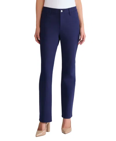 Jones New York Petite Fly Front Lexington Straight Pants In Blue