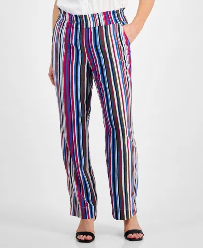 Jones New York Petite High Rise Striped Pull-on Pants In Jones Black