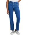 Jones New York Petites Lexington Womens Mid Rise Medium Wash Straight Leg Jeans In Sky Wash
